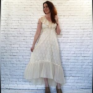 70s Vintage Bohemian Wedding Dress